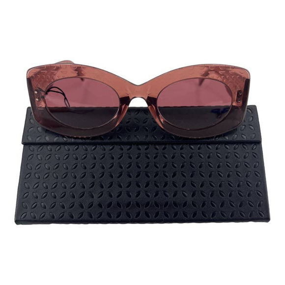 ALAÏA Italy Sunglasses Soft Round Studded Oval Neutral Pink Tinted Women's $895 - Picture 2 of 10